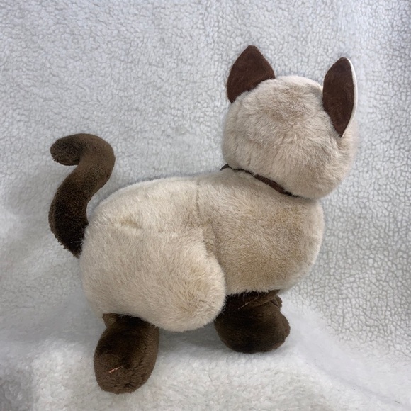 Playful Pals Siamese Cat plush Brown tan 12" satin bow red bell Mervyn's - Picture 10 of 12